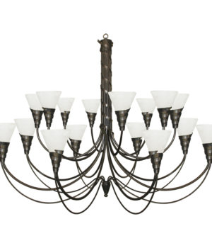 RIBBON 16 LIGHT CHANDELIER WITH GLASS CUPS