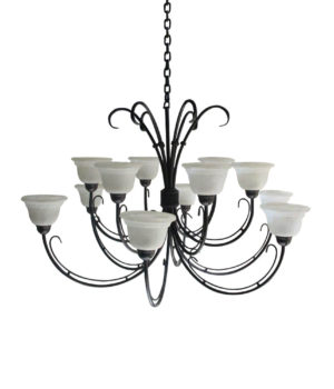 CORSAGE 12 LIGHT CHANDELIER WITH GLASS CUPS