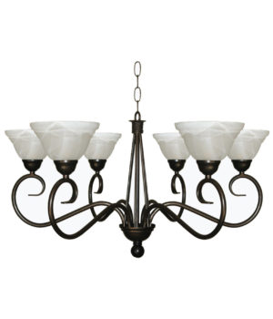 PADUA 6 LIGHT CHANDELIER WITH GLASS CUPS