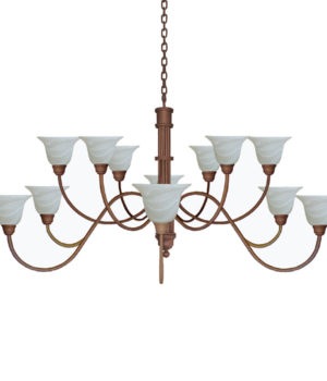 WAVE 12 LIGHT CHANDELIER WITH GLASS CUPS