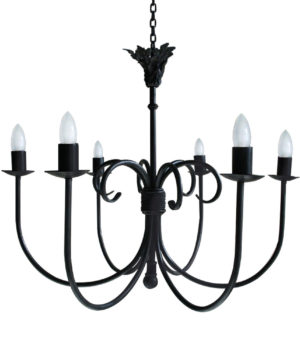 SCROLL THISTLE 6 LIGHT CHANDELIER WITH CANDLE SLEEVES