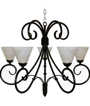 GLORIA PLAIN 5 LIGHT CHANDELIER WITH GLASS CUPS