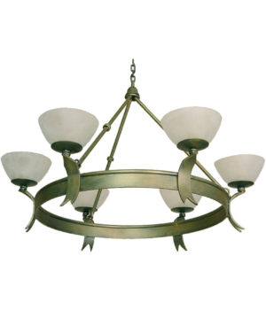 PYRAMID 6 LIGHT CHANDELIER WITH GLASS CUPS