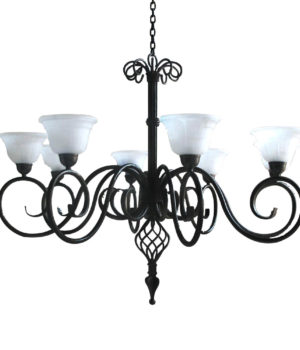FOUNTAIN 8LT CHANDELIER WITH GLASS CUPS